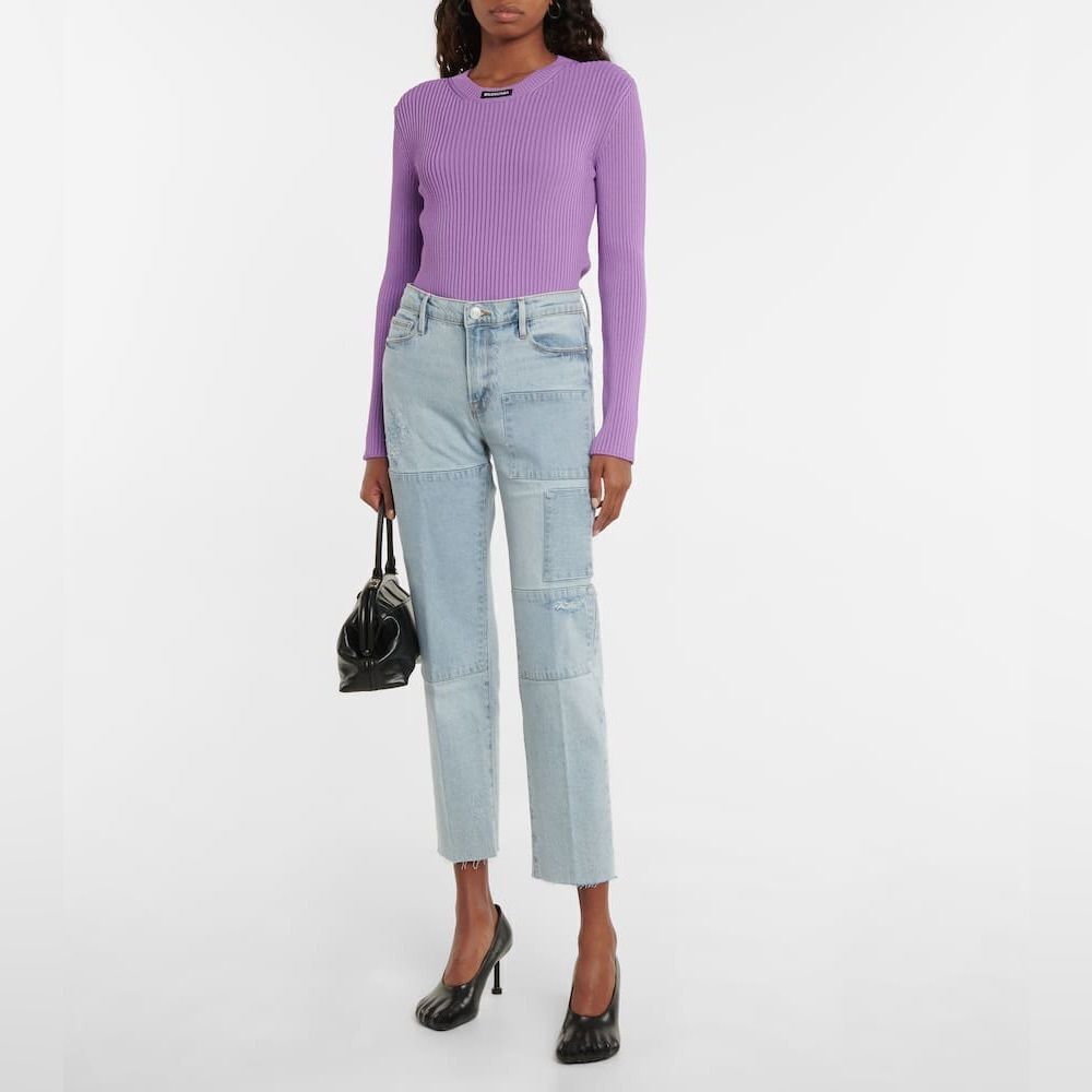 ❤️ NWT women’s FRAME Le Nouveau Straight mid-rise hideaway patch work jeans sz26